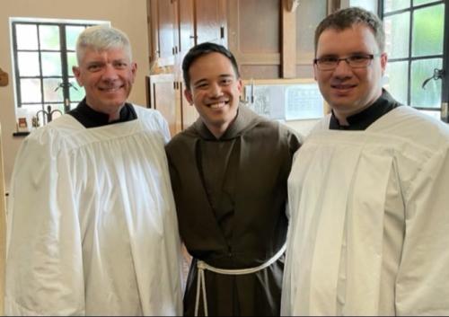 Seminarians Craig Alexander and Kevin Richardson and Fr. Andrew Corriente, OFM Cap.
